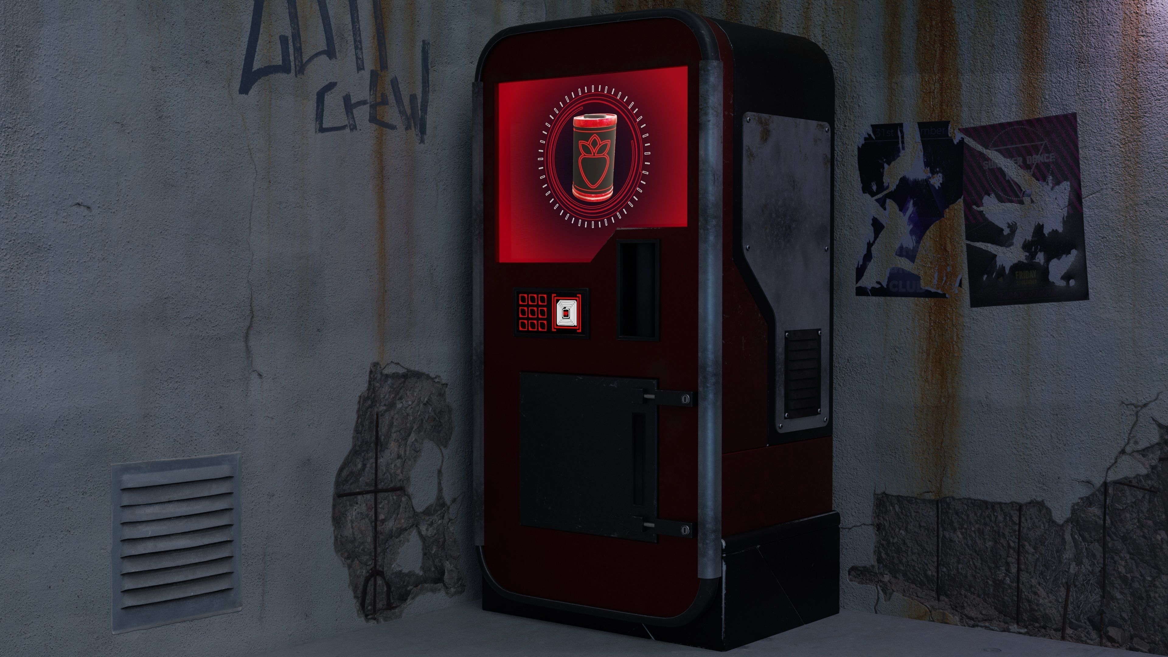 Realistic Cyberpunk Vending Machine Low-poly 3D model_1