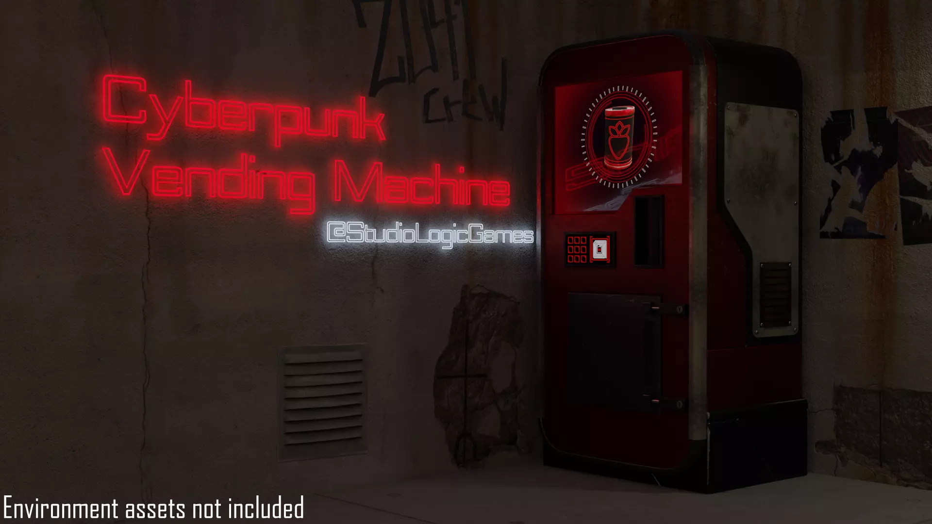 Realistic Cyberpunk Vending Machine Low-poly 3D model_0