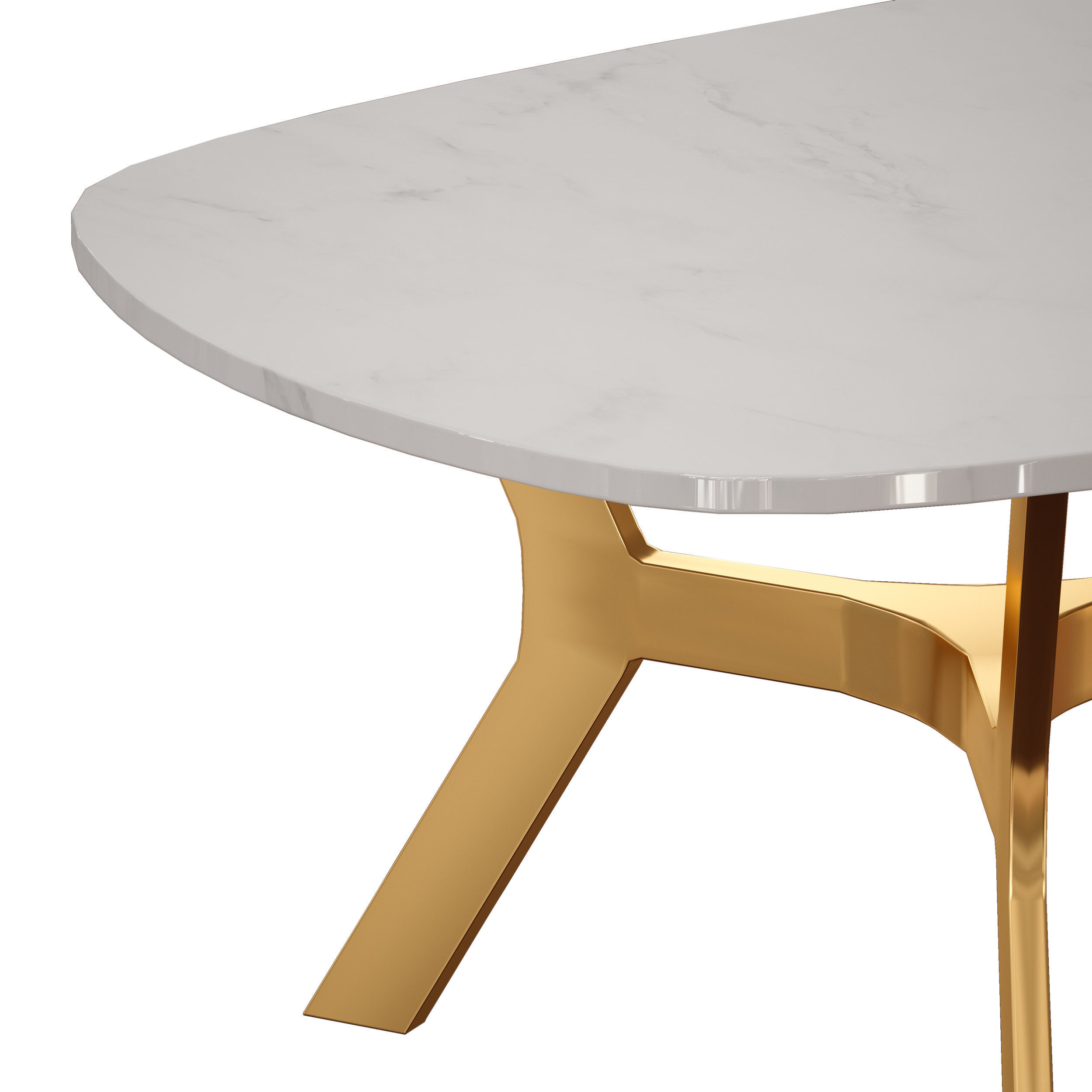 Elke Rectangular Marble Coffee Table with Brass Base 3D model_10