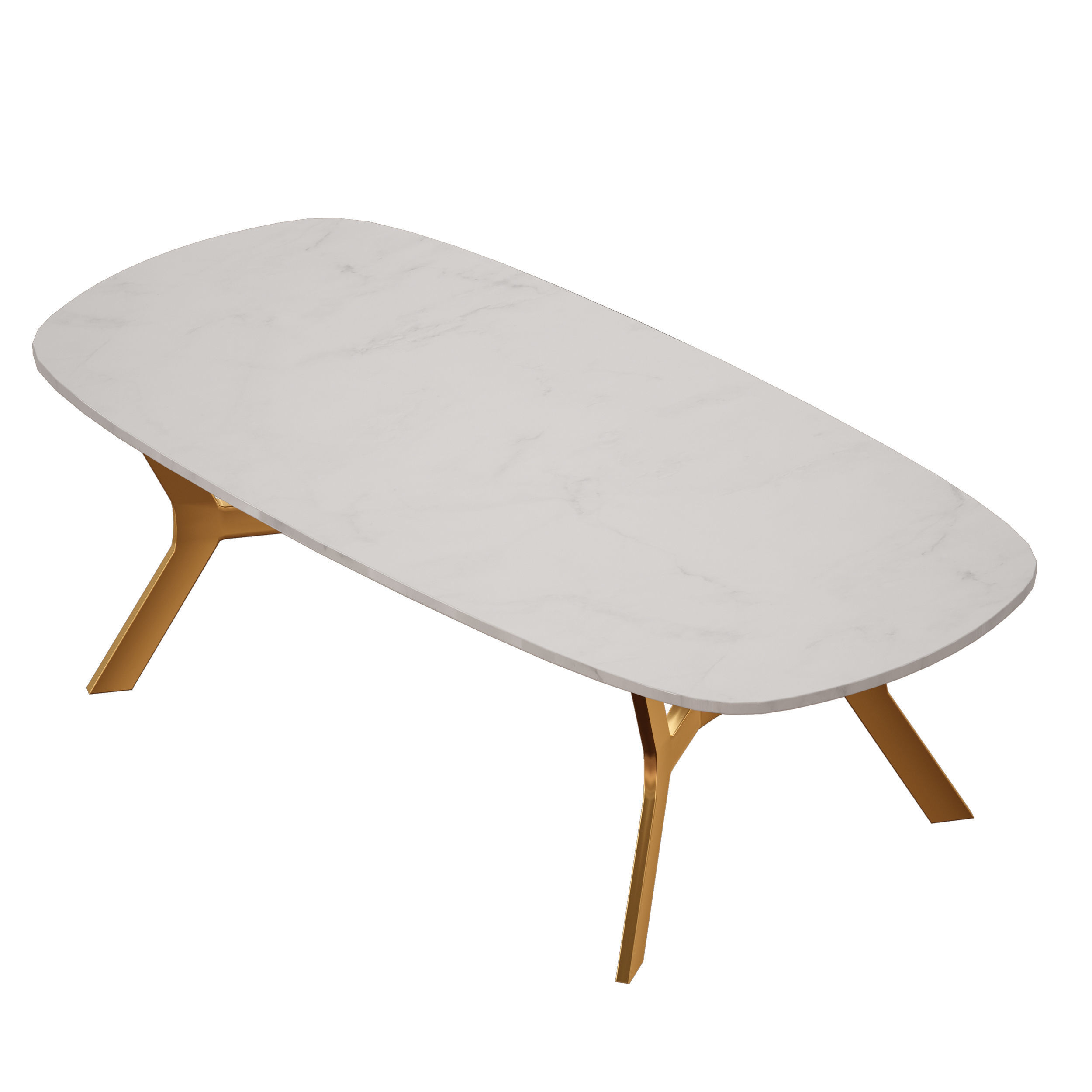 Elke Rectangular Marble Coffee Table with Brass Base 3D model CGTrader