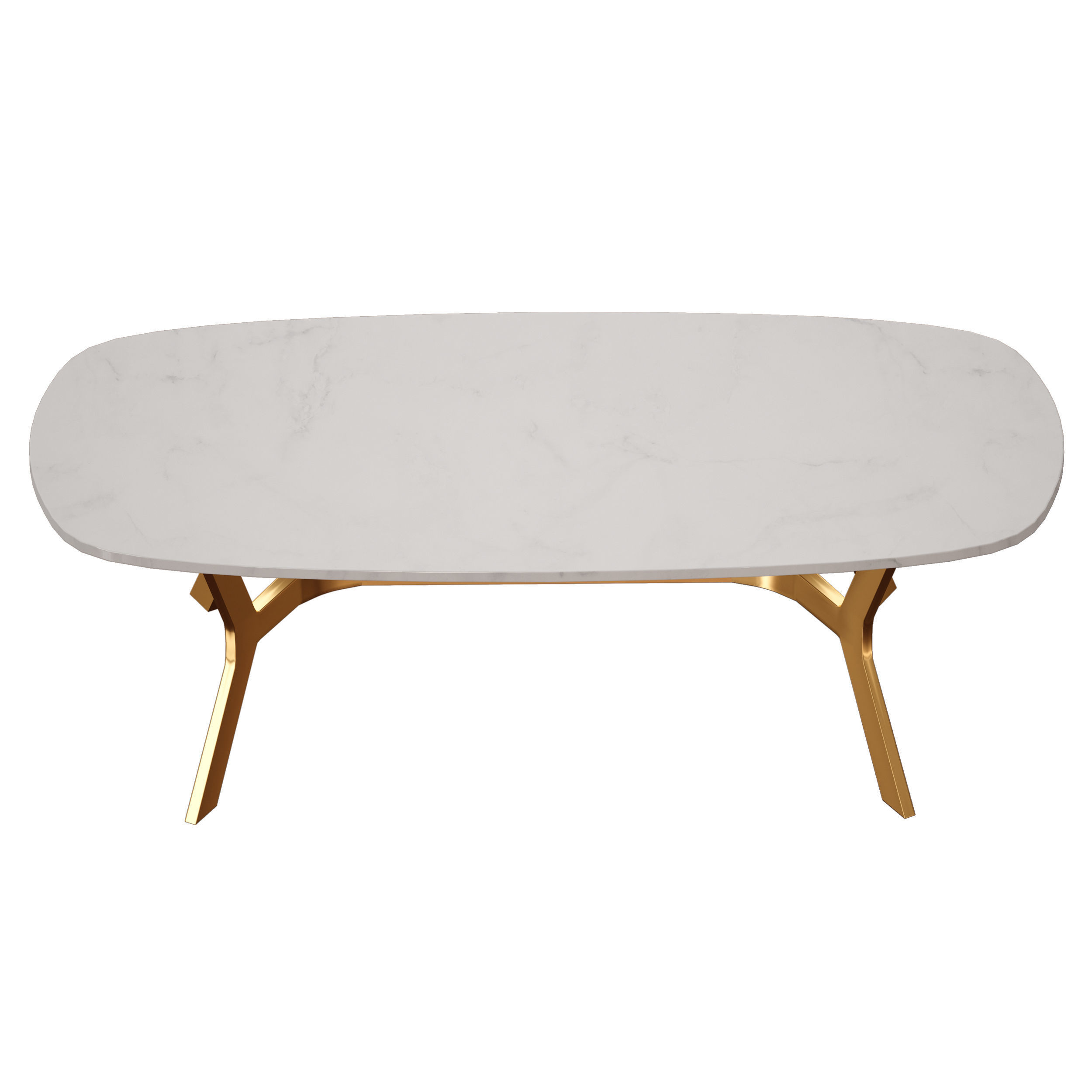 Elke Rectangular Marble Coffee Table with Brass Base 3D model_5