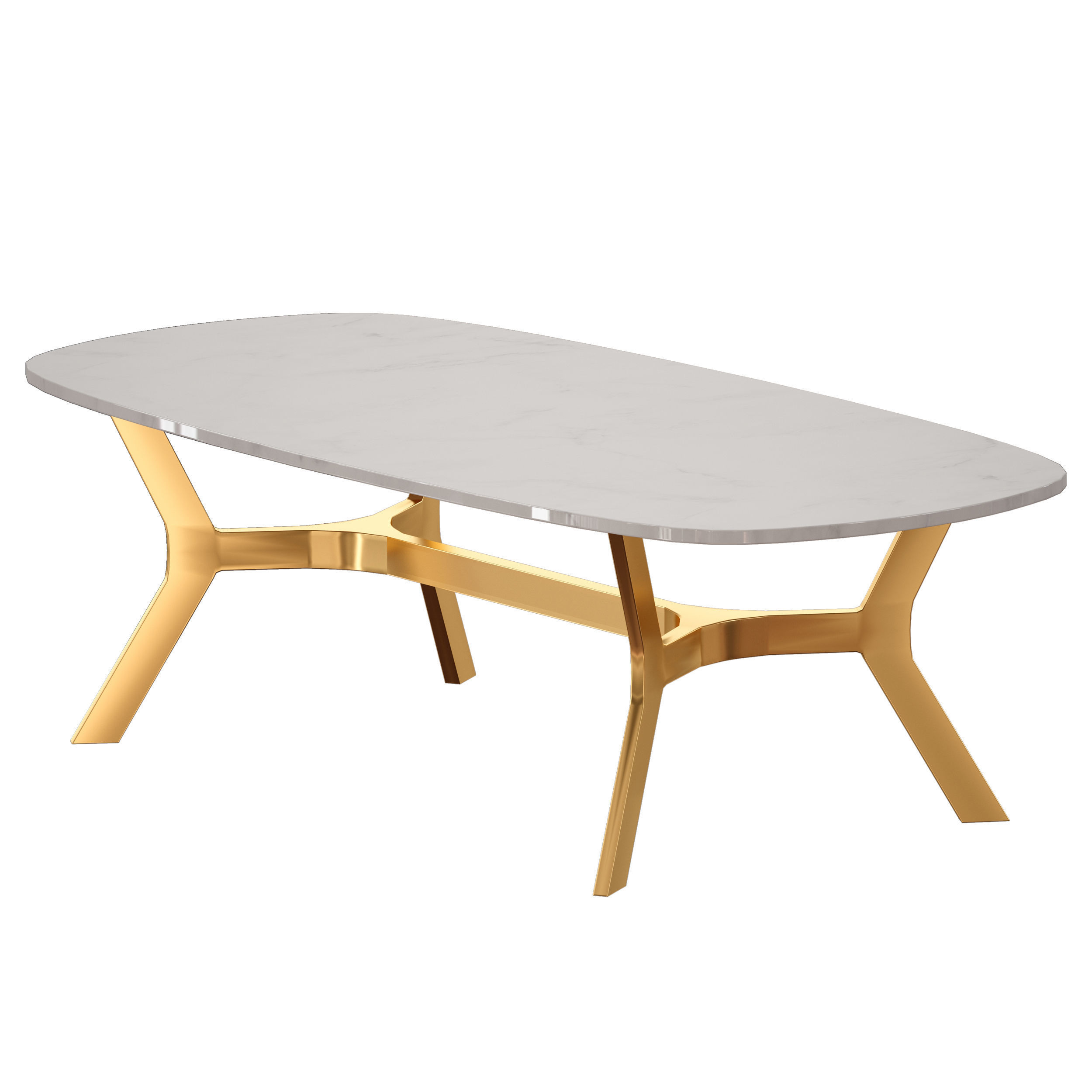 Elke Rectangular Marble Coffee Table with Brass Base 3D model_9