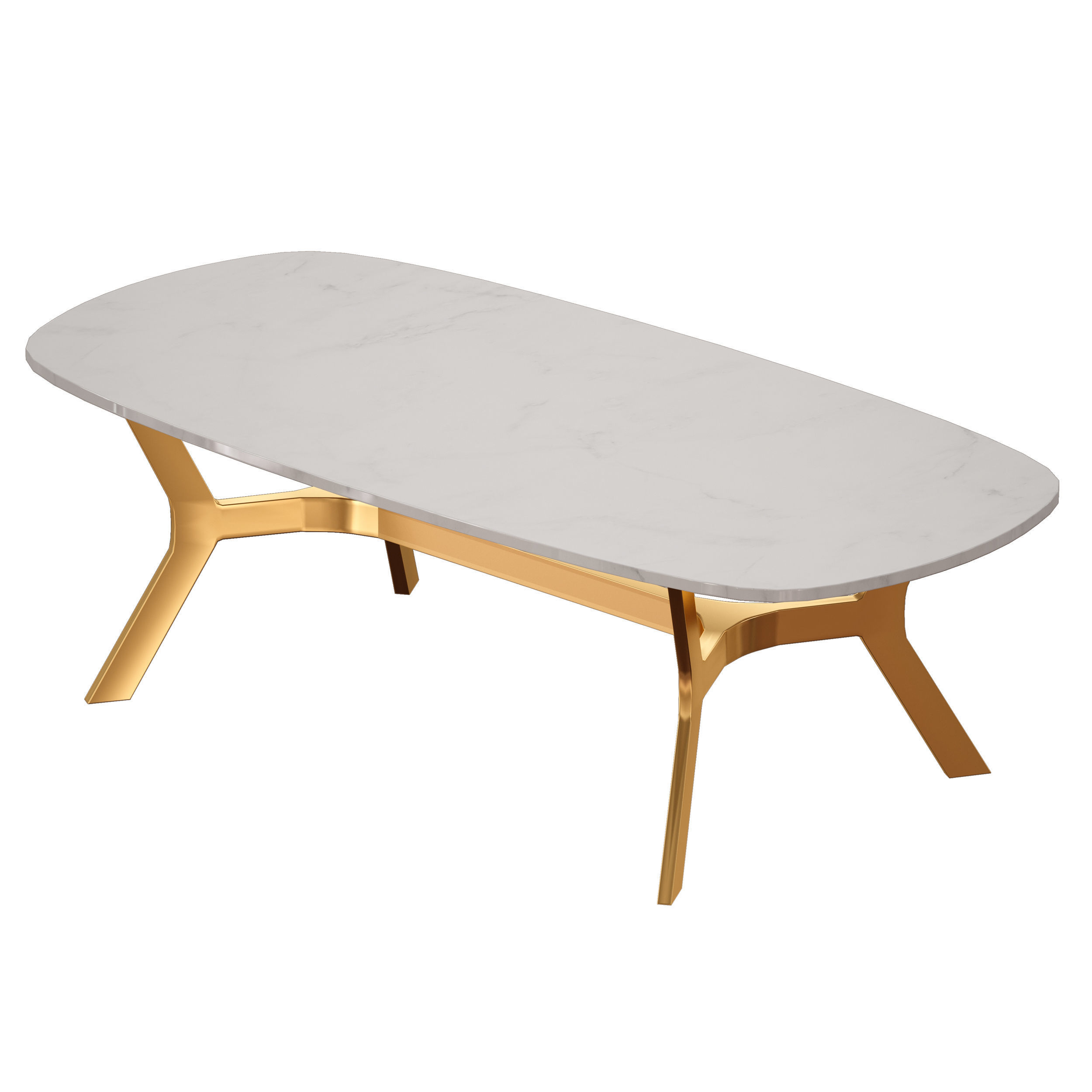 Elke Rectangular Marble Coffee Table with Brass Base 3D model_7