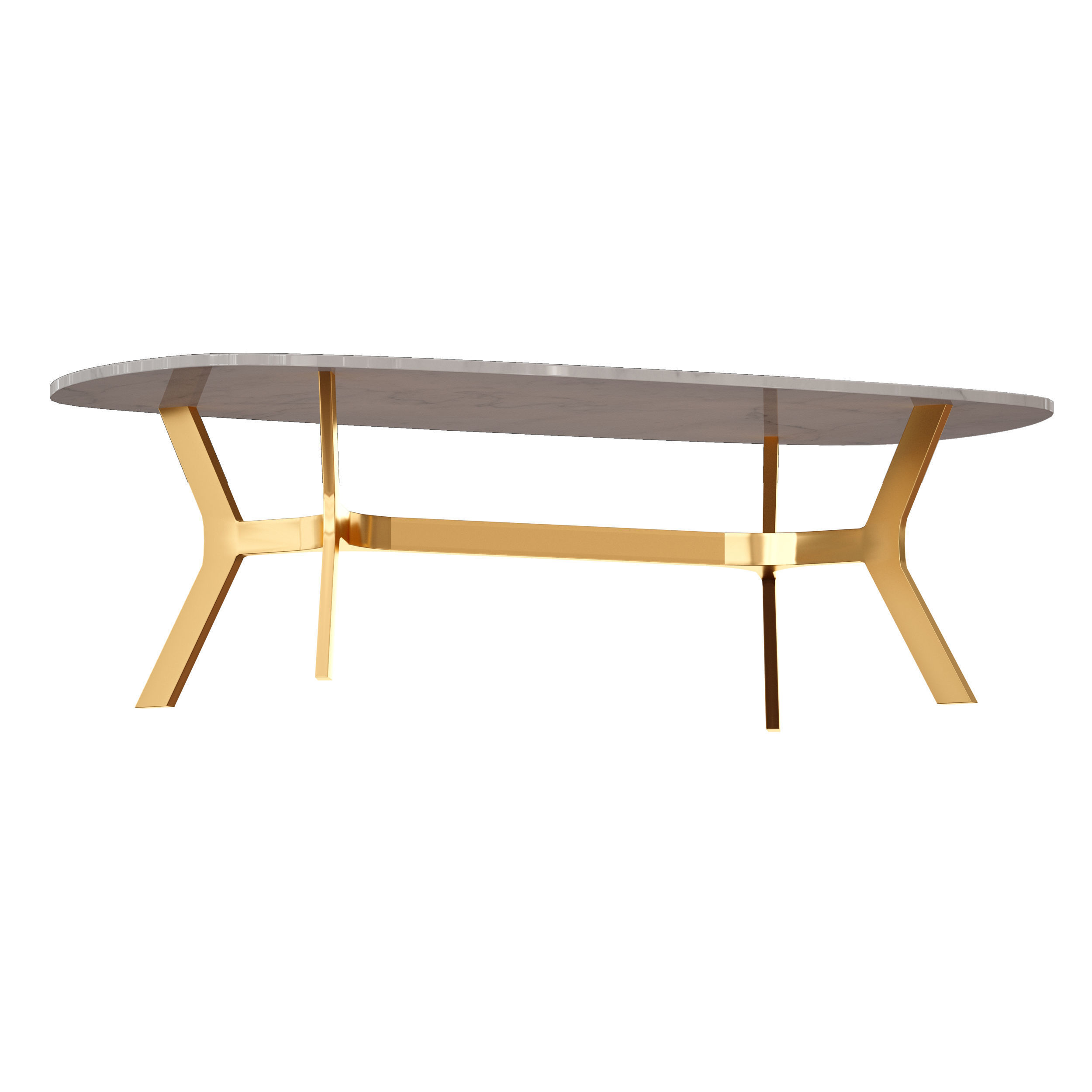 Elke Rectangular Marble Coffee Table with Brass Base 3D model_2