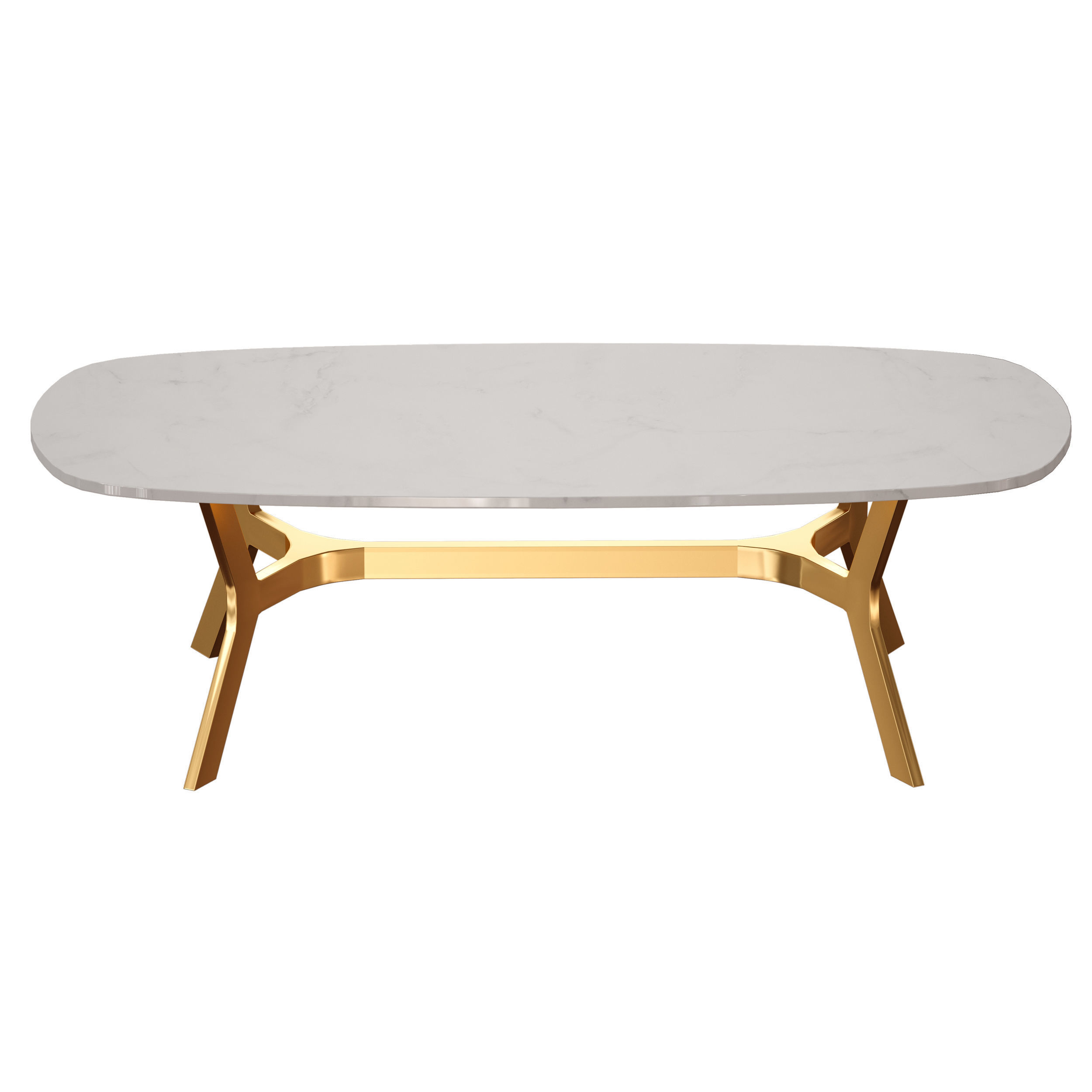 Elke Rectangular Marble Coffee Table with Brass Base 3D model_6