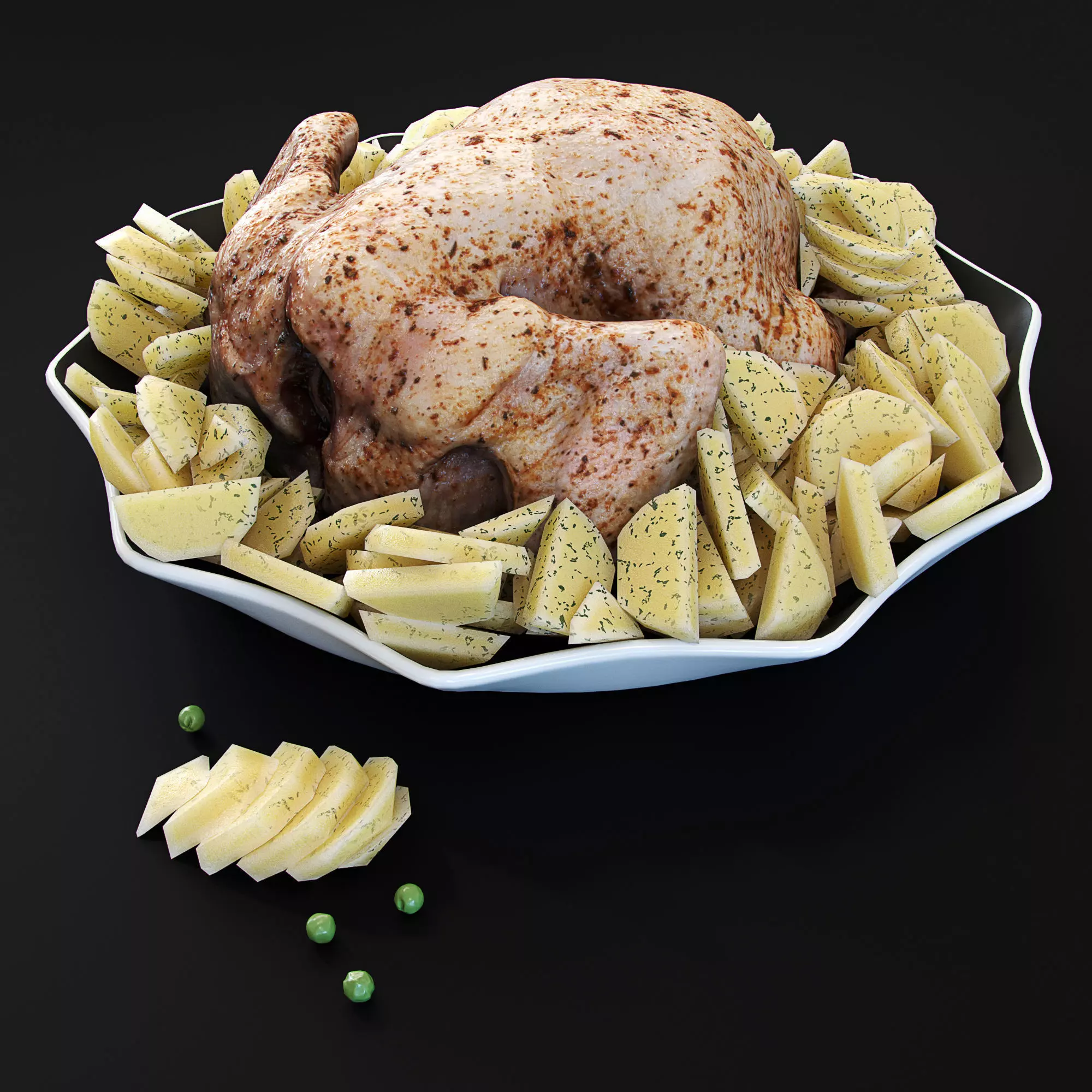 Chicken and Potatoes 3D model_0