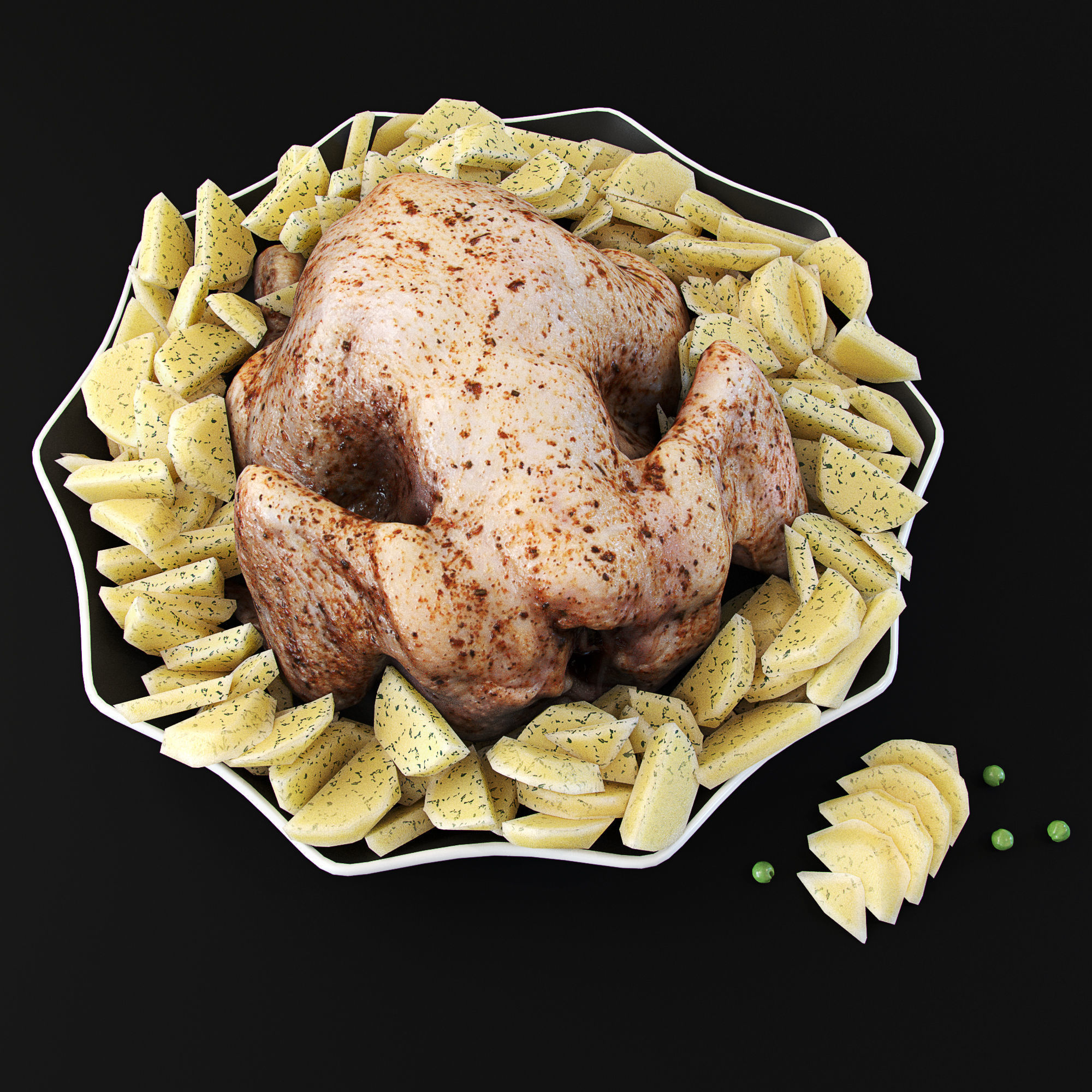 Chicken and Potatoes 3D model_1