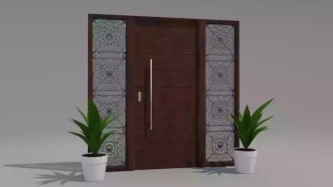 Stylized Door Rigged Low-Poly