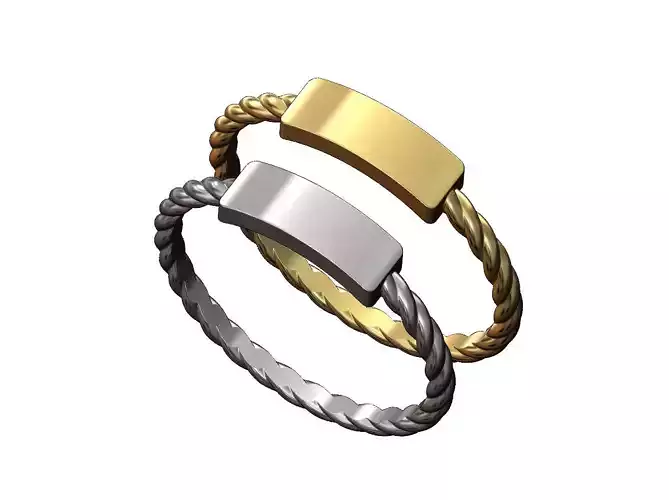 Twisted wire Name Tag Engravable ring