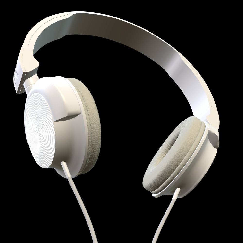 Generic White Headphones 3D model_4