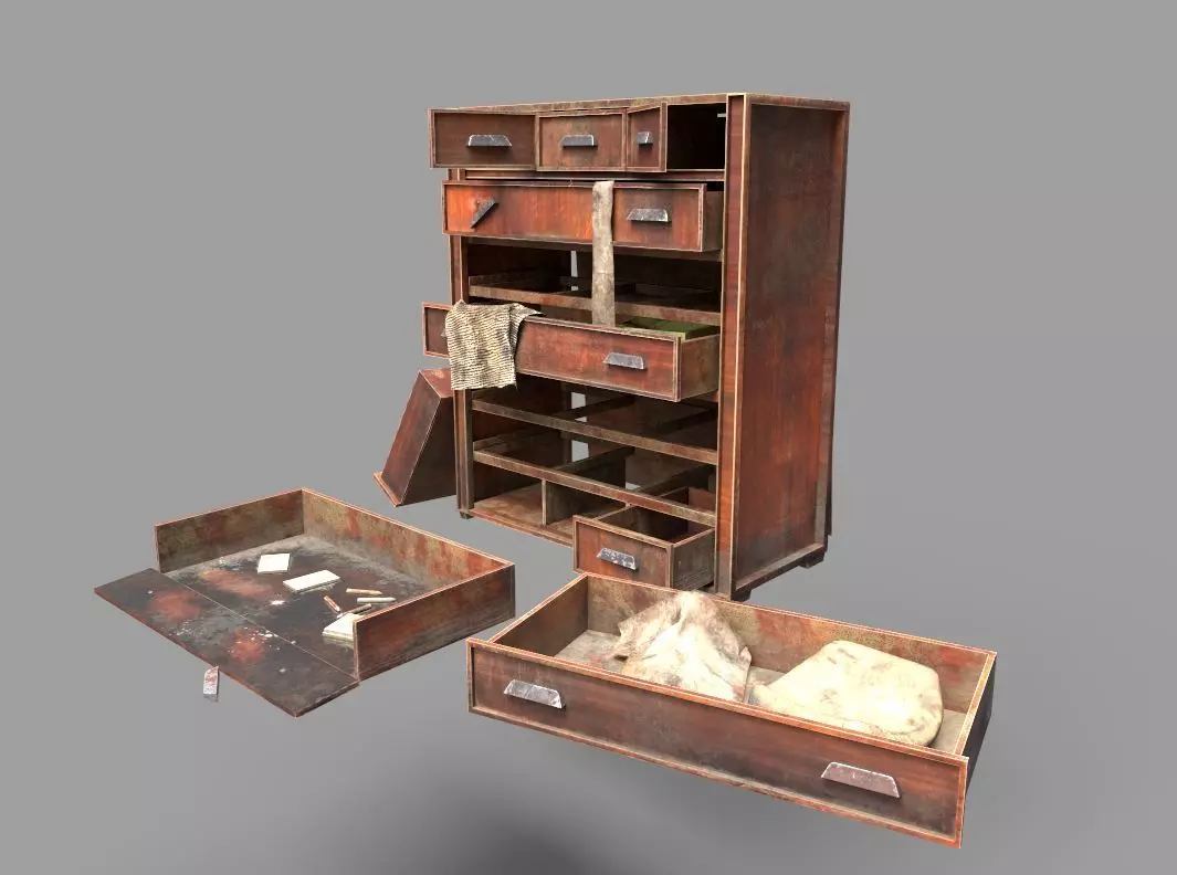 Abandoned Dresser  With Drawers 3D model_0