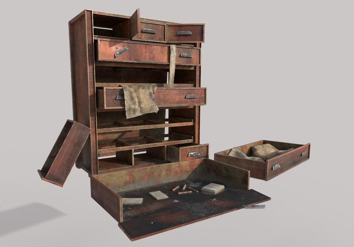 Abandoned Dresser  With Drawers 3D model_6