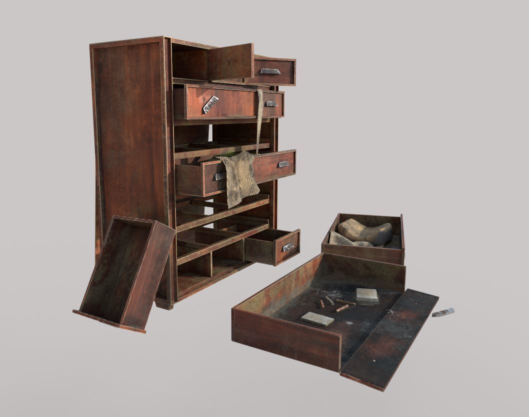 Abandoned Dresser  With Drawers 3D model_5