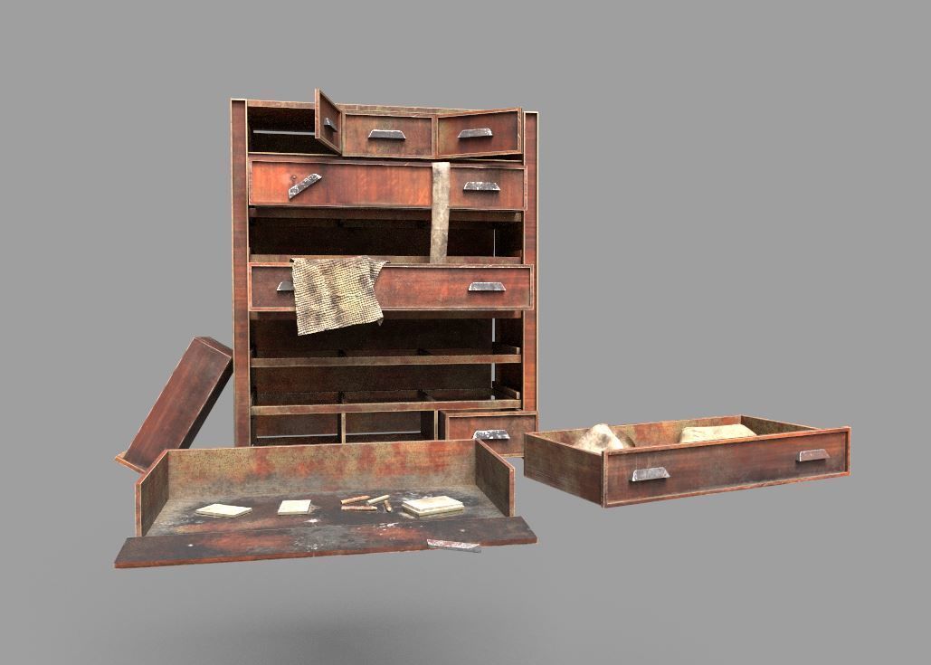 Abandoned Dresser  With Drawers 3D model_1