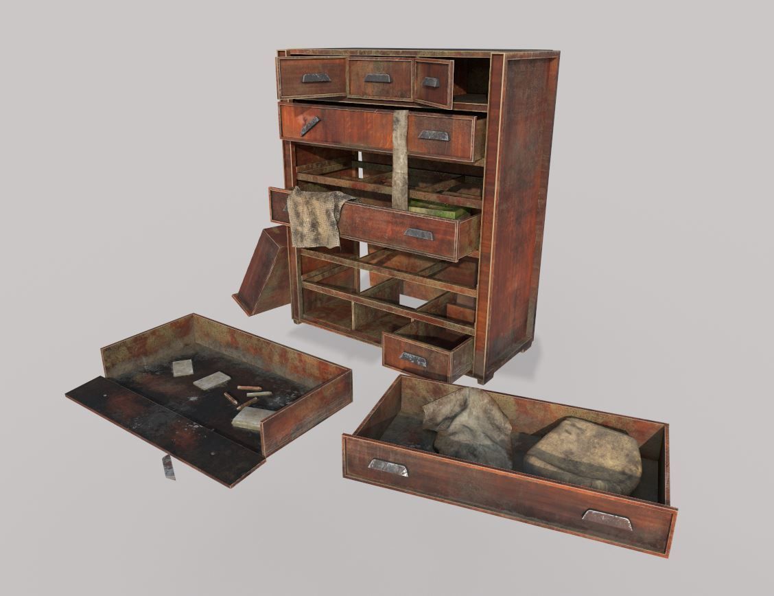 Abandoned Dresser  With Drawers 3D model_10