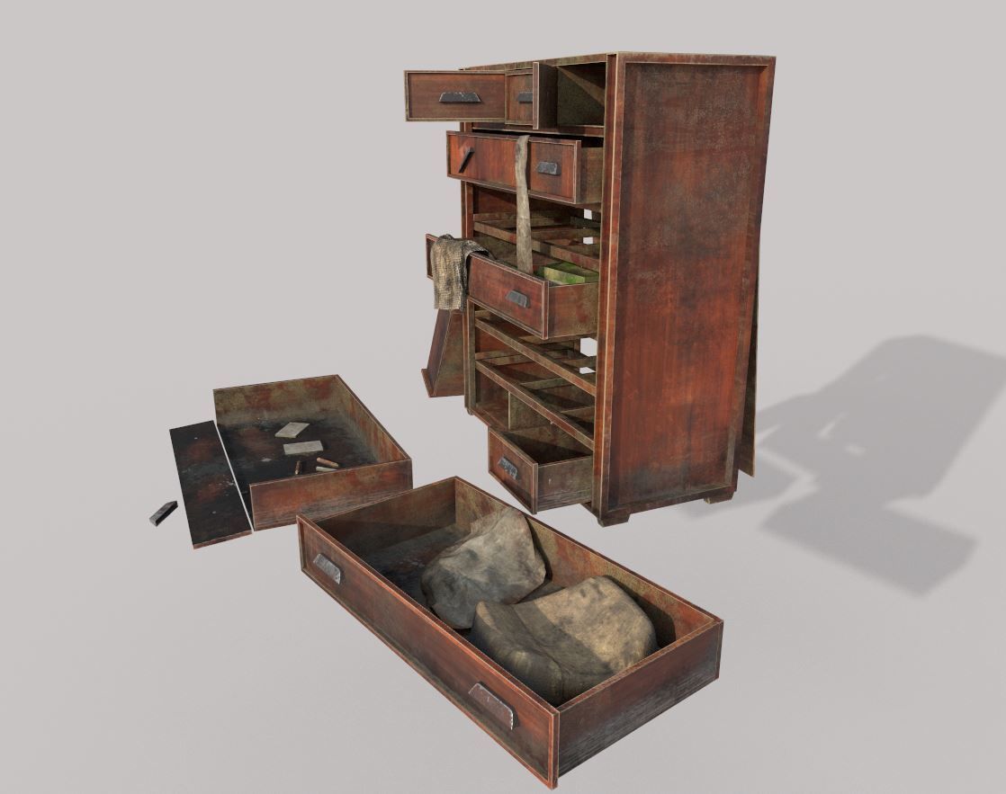 Abandoned Dresser  With Drawers 3D model_2
