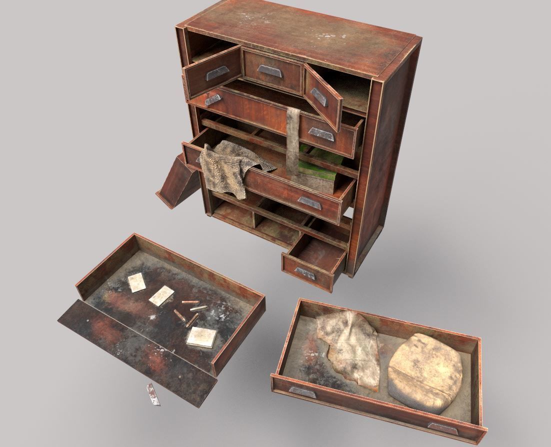 Abandoned Dresser  With Drawers 3D model_8