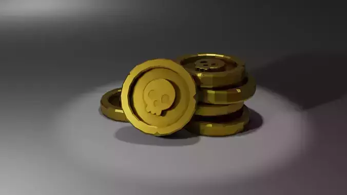 Low Poly Skull Coin Free low-poly 3D model