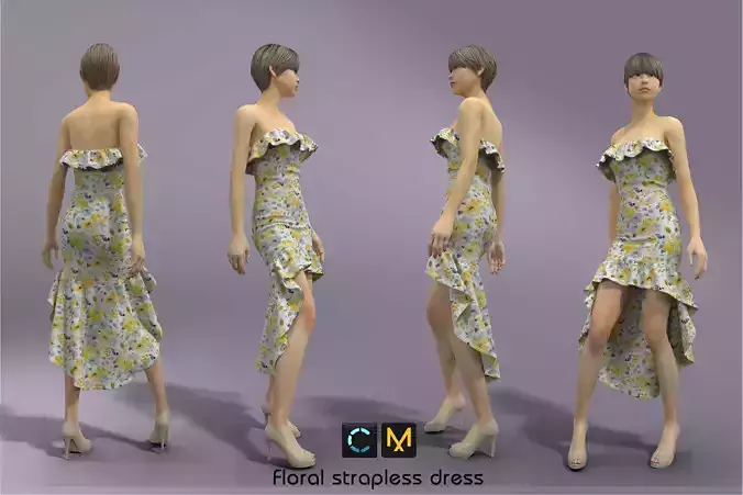 Floral strapless dress