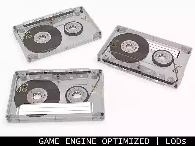 Cassette Tape White Transparent - 4 Variants Low-poly 3D model