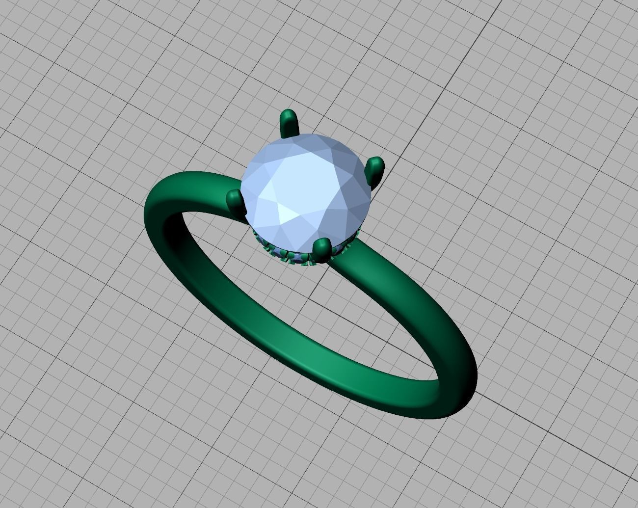 Solitaire Engagement ring 1ct Stone Under Halo 3dmodel 3D print model_17