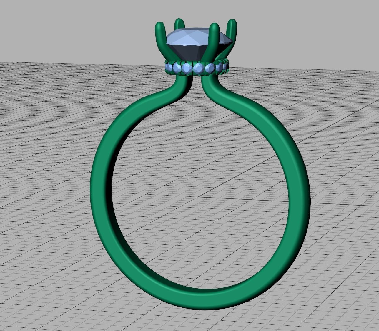 Solitaire Engagement ring 1ct Stone Under Halo 3dmodel 3D print model_16