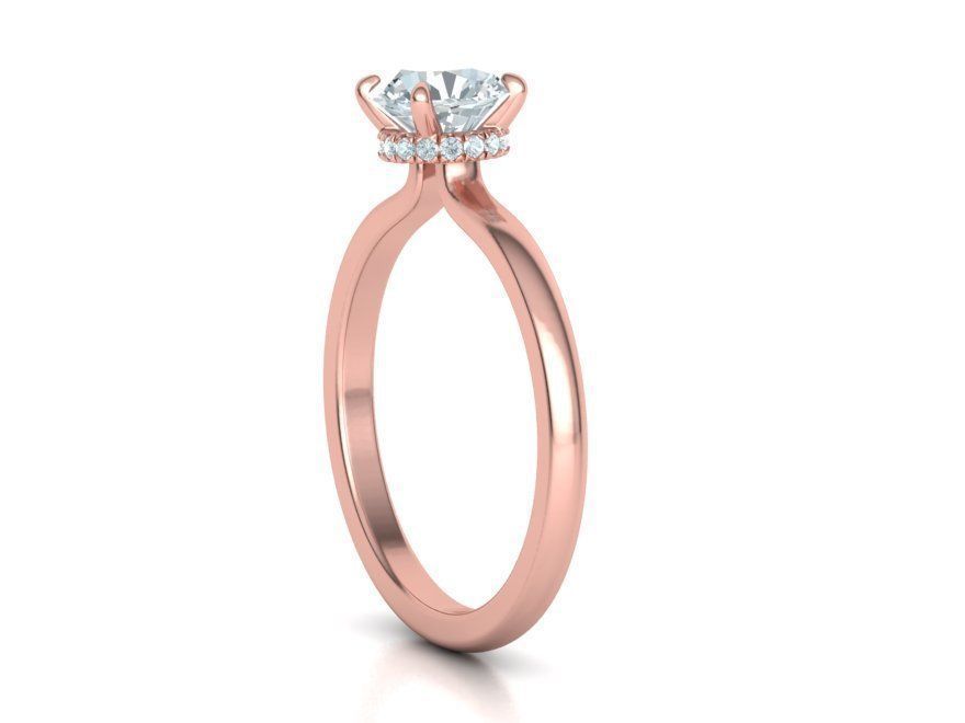 Solitaire Engagement ring 1ct Stone Under Halo 3dmodel 3D print model_8