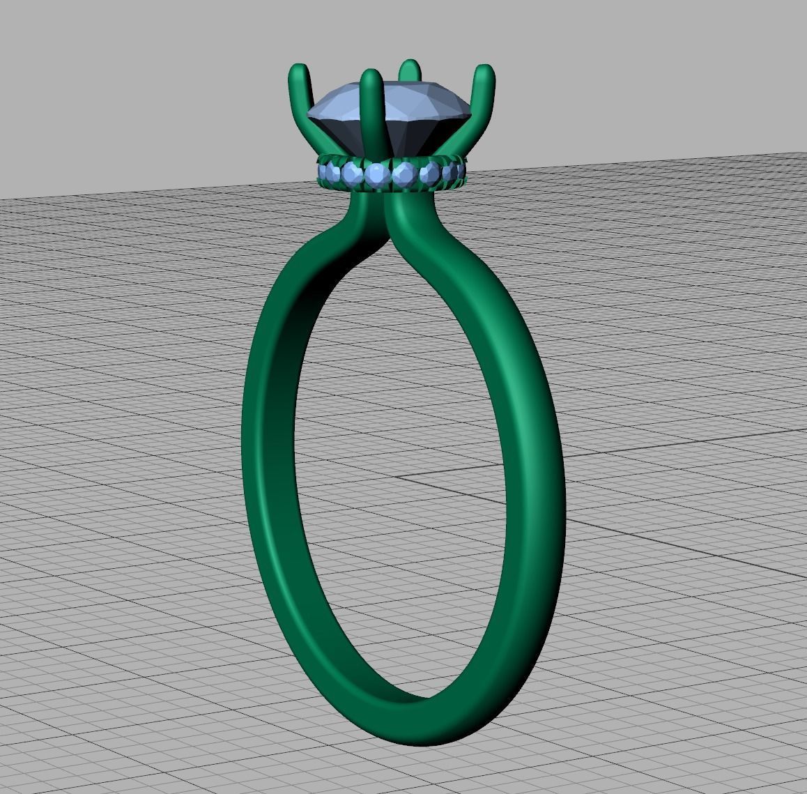 Solitaire Engagement ring 1ct Stone Under Halo 3dmodel 3D print model_15