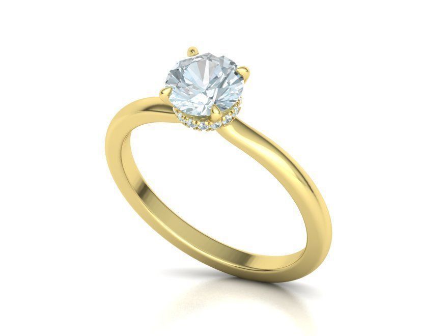 Solitaire Engagement ring 1ct Stone Under Halo 3dmodel 3D print model_10