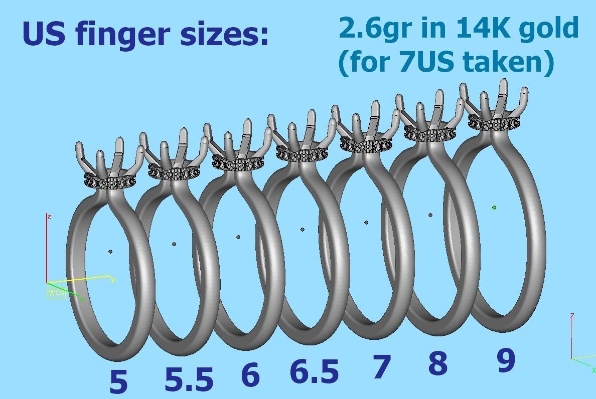 Solitaire Engagement ring 1ct Stone Under Halo 3dmodel 3D print model_13