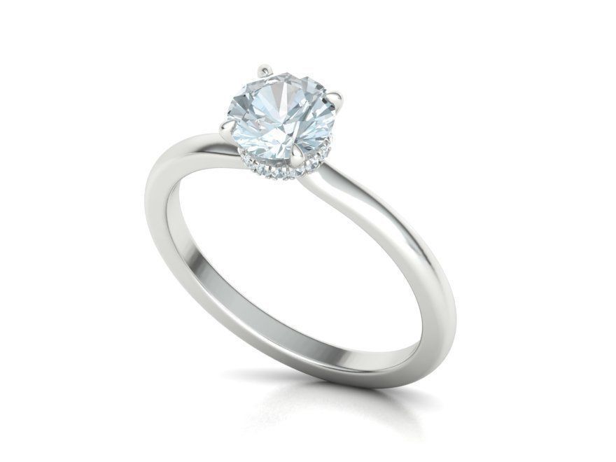 Solitaire Engagement ring 1ct Stone Under Halo 3dmodel 3D print model_9