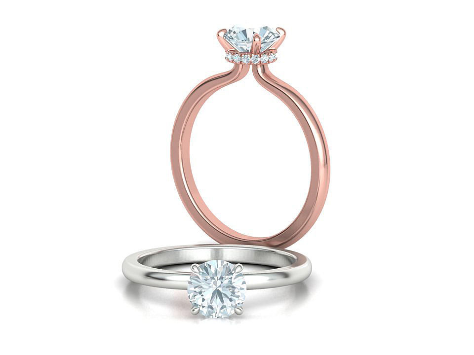 Solitaire Engagement ring 1ct Stone Under Halo 3dmodel 3D print model_1