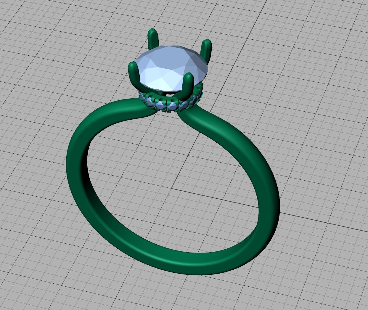 Solitaire Engagement ring 1ct Stone Under Halo 3dmodel 3D print model_14