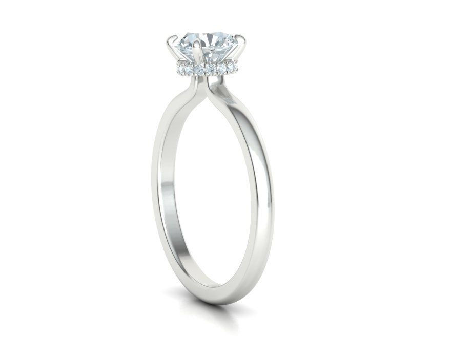 Solitaire Engagement ring 1ct Stone Under Halo 3dmodel 3D print model_6