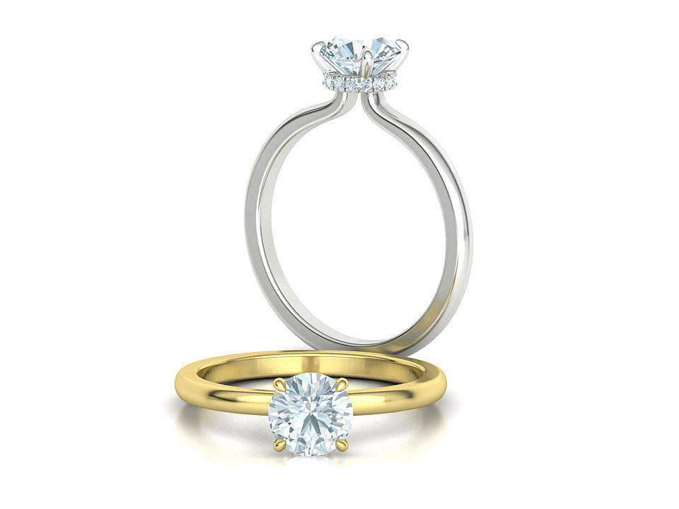 Solitaire Engagement ring 1ct Stone Under Halo 3dmodel 3D print model_2