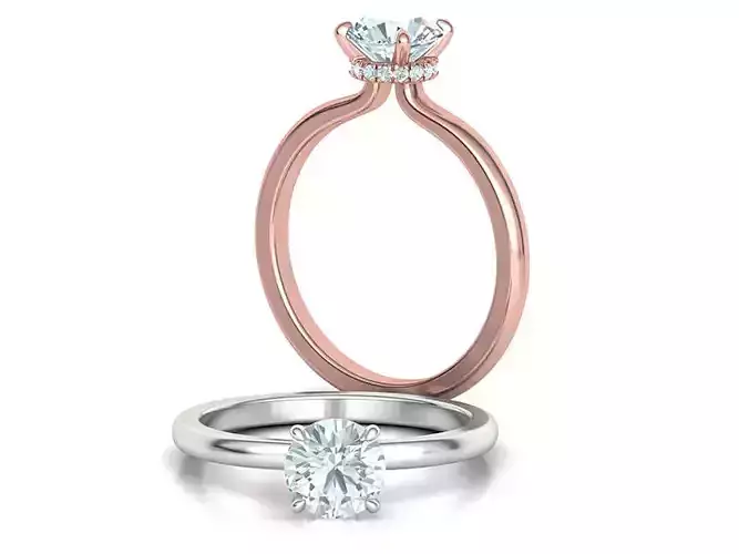 Solitaire Engagement ring 1ct Stone Under Halo 3dmodel 3D print model