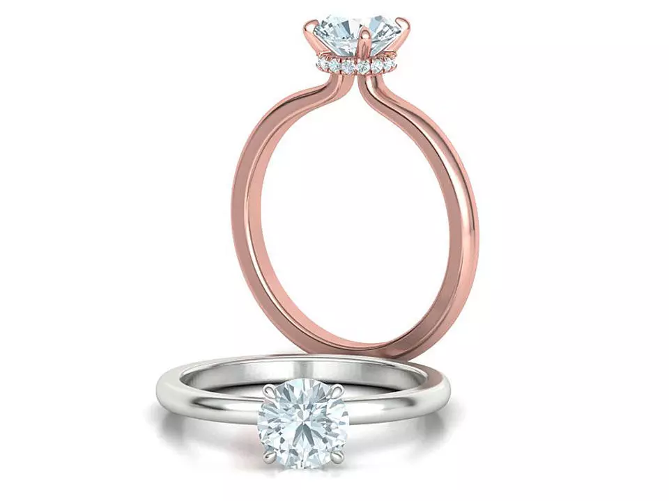 Solitaire Engagement ring 1ct Stone Under Halo 3dmodel 3D print model_0