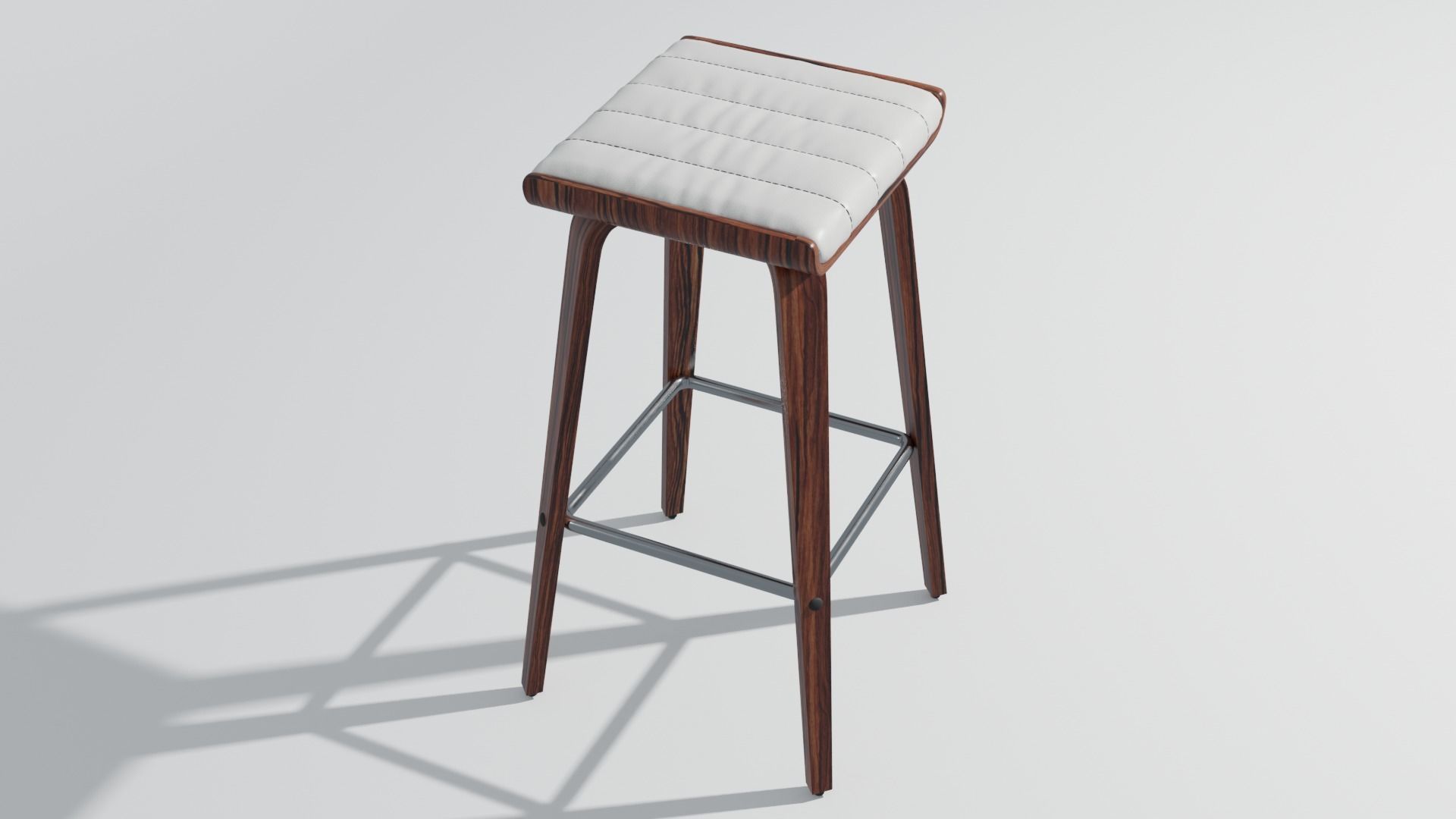 Stool bar with wooden legs 3D model_2