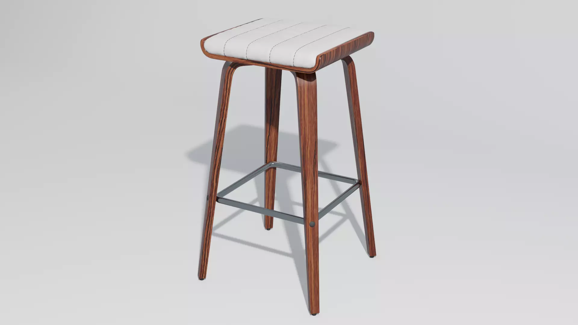 Stool bar with wooden legs 3D model_0