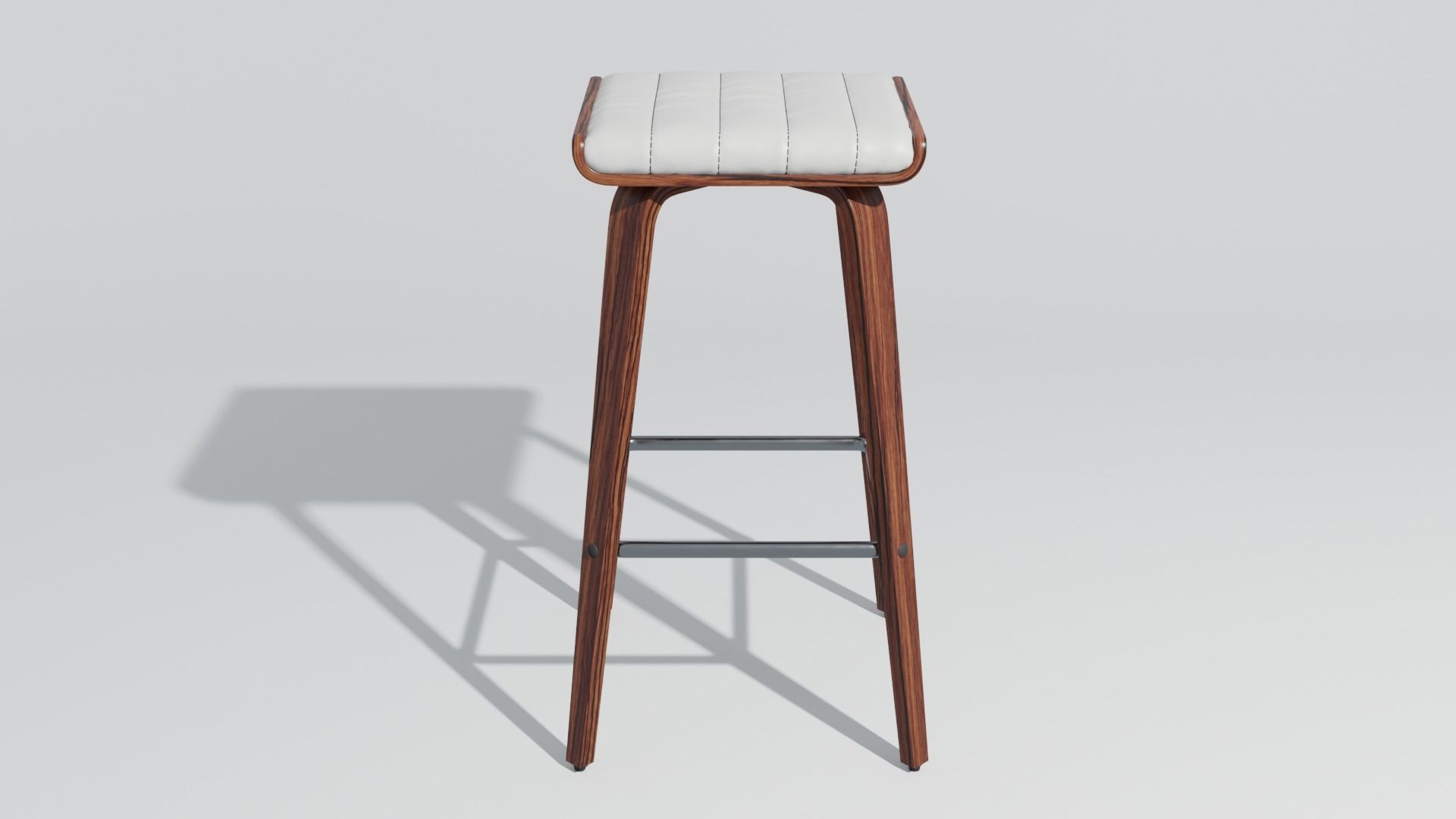 Stool bar with wooden legs 3D model_1