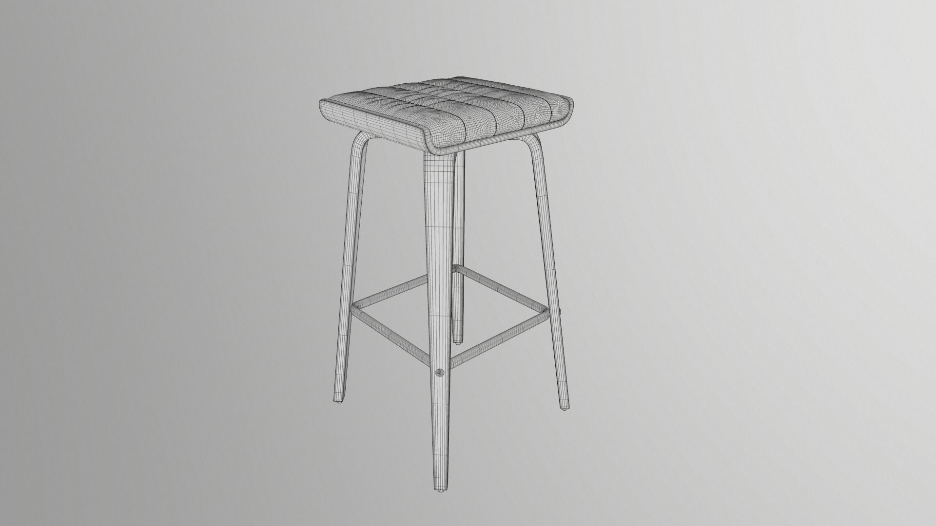 Stool bar with wooden legs 3D model_5