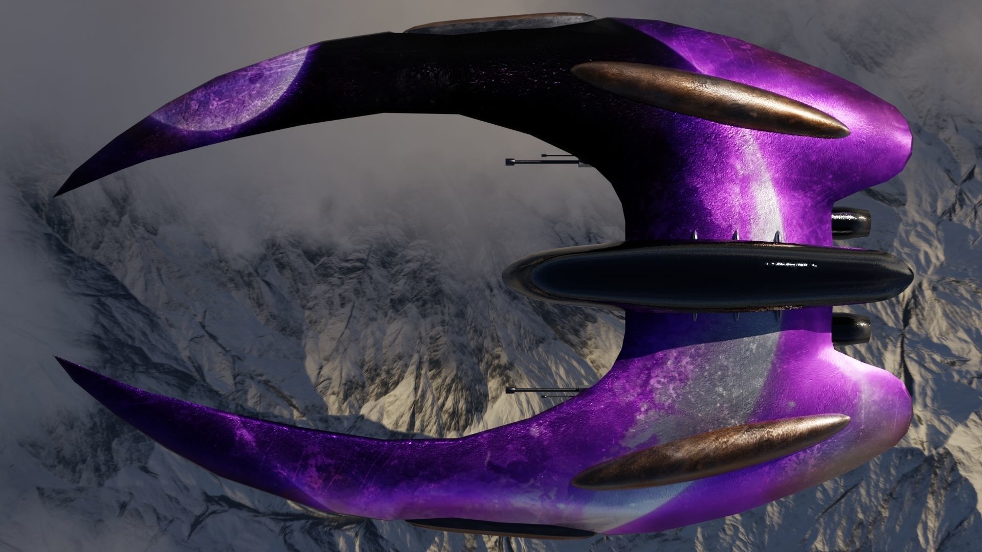 Spaceship 3D model Low poly futuristic flying Low-poly 3D model_4