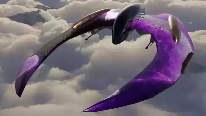 Spaceship 3D model Low poly futuristic flying Low-poly 3D model