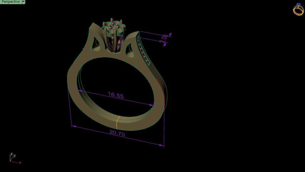 flower ring 3D print model_2