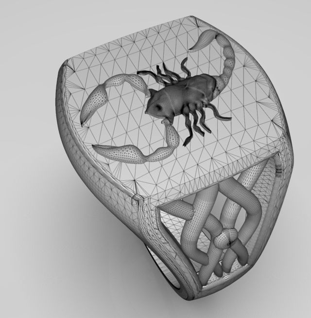 Zodiac ring Scorpio 3D print model_16