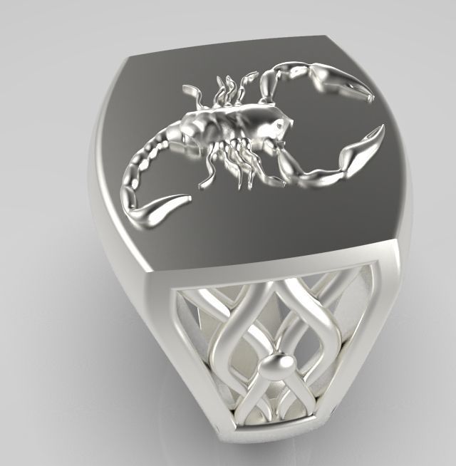 Zodiac ring Scorpio 3D print model_4
