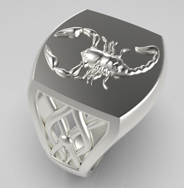 Zodiac ring Scorpio 3D print model_3