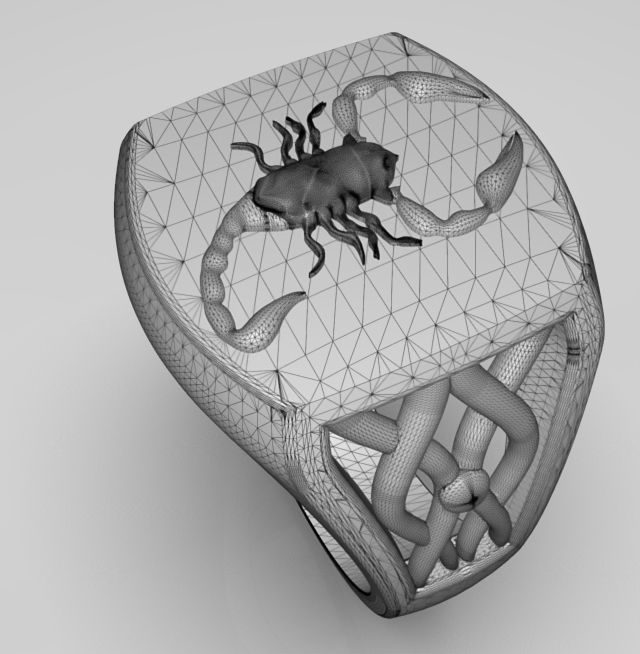 Zodiac ring Scorpio 3D print model_18
