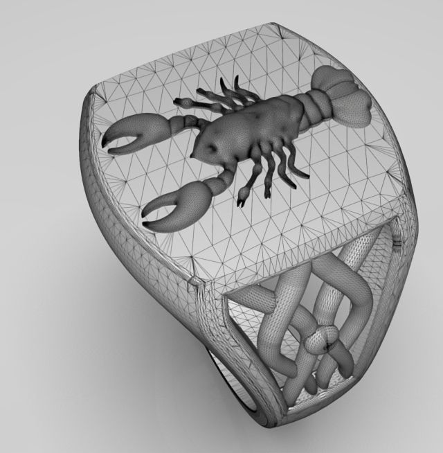 Zodiac ring Cancer 3D print model_16