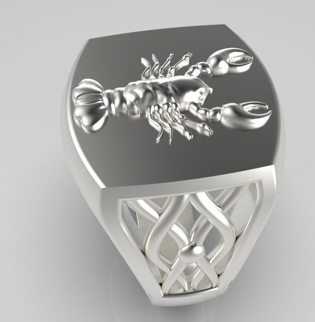 Zodiac ring Cancer 3D print model_4